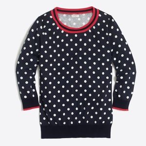 J. Crew blue and white polka dot sweater